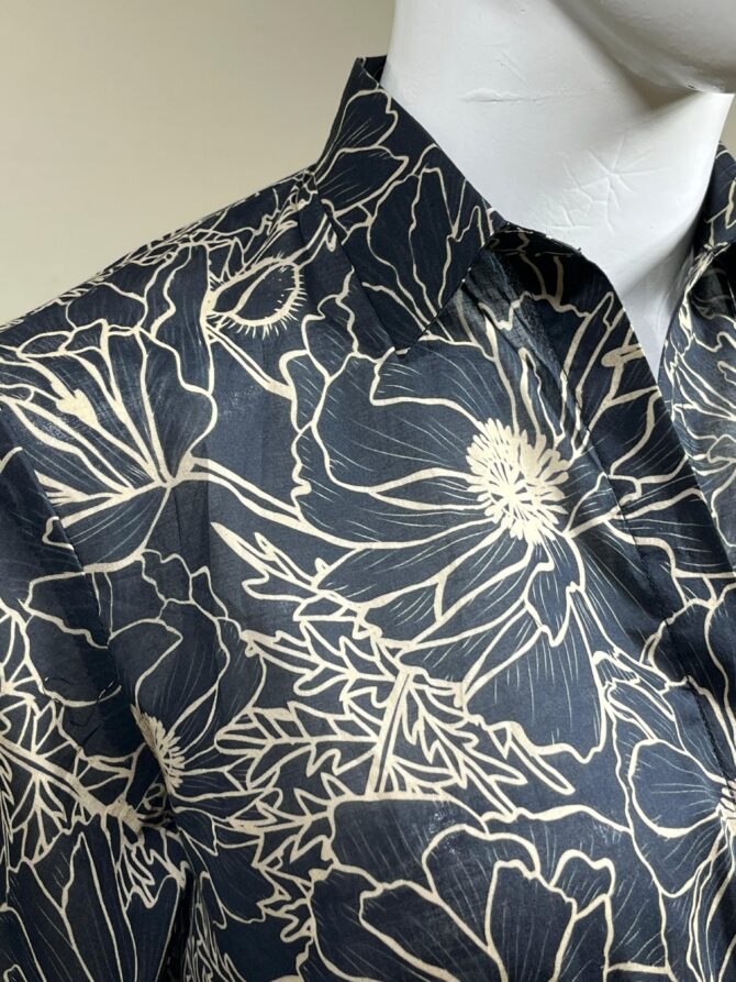 Pret 2Pc Printed Lawn Black Shirt Trouser