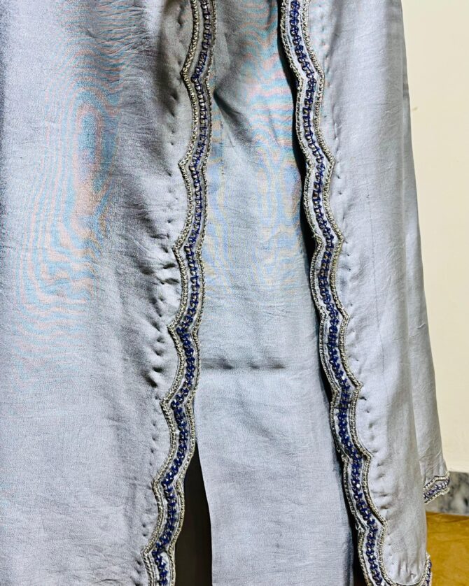 Grey Tassel Silk with Kora Dabka Stone Dress
