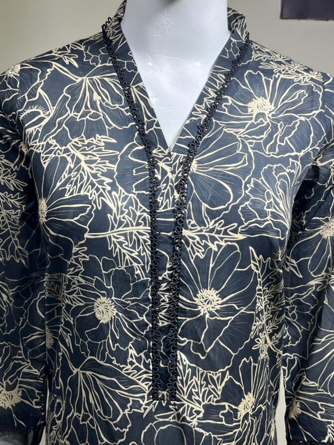 2 Piece Printed Lawn Black
