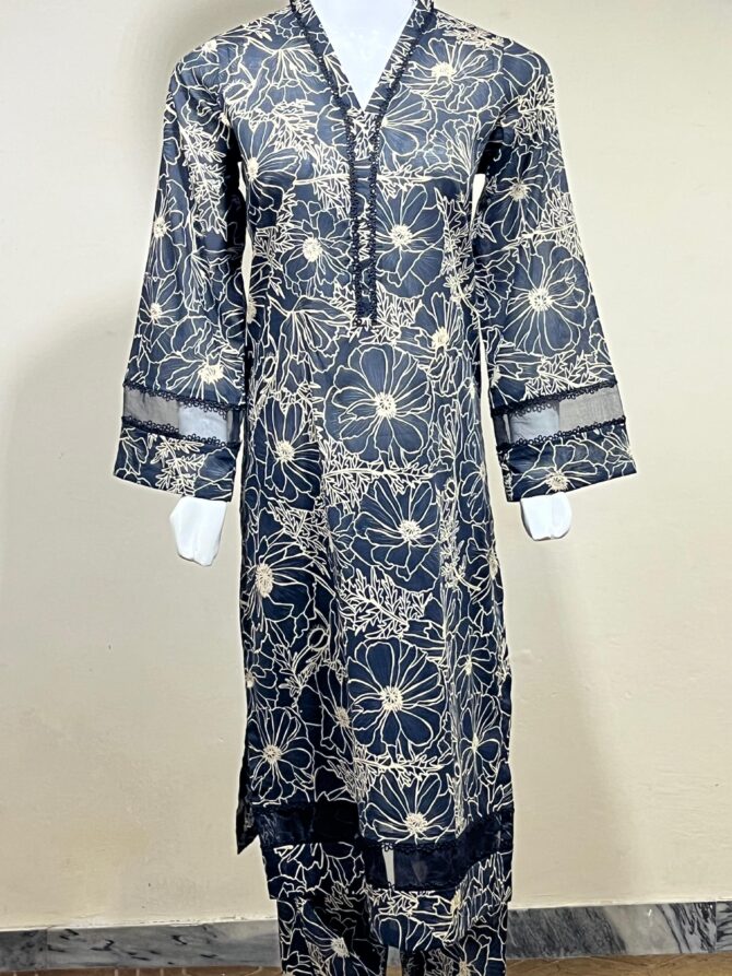 2 Piece Printed Lawn Black